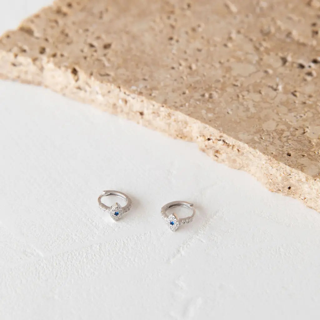 Evil Eye Huggies- Silver