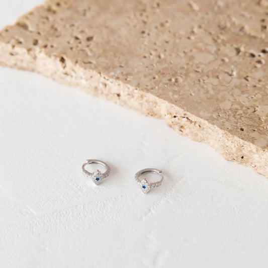 Evil Eye Huggies- Silver