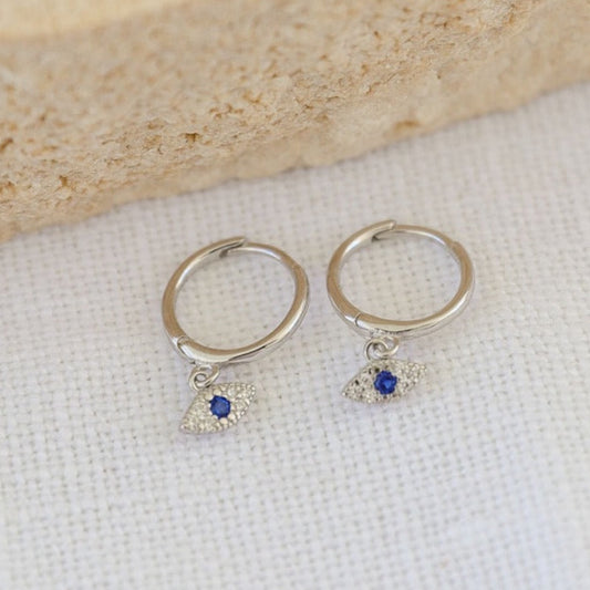 Evil Eye Earrings- Silver